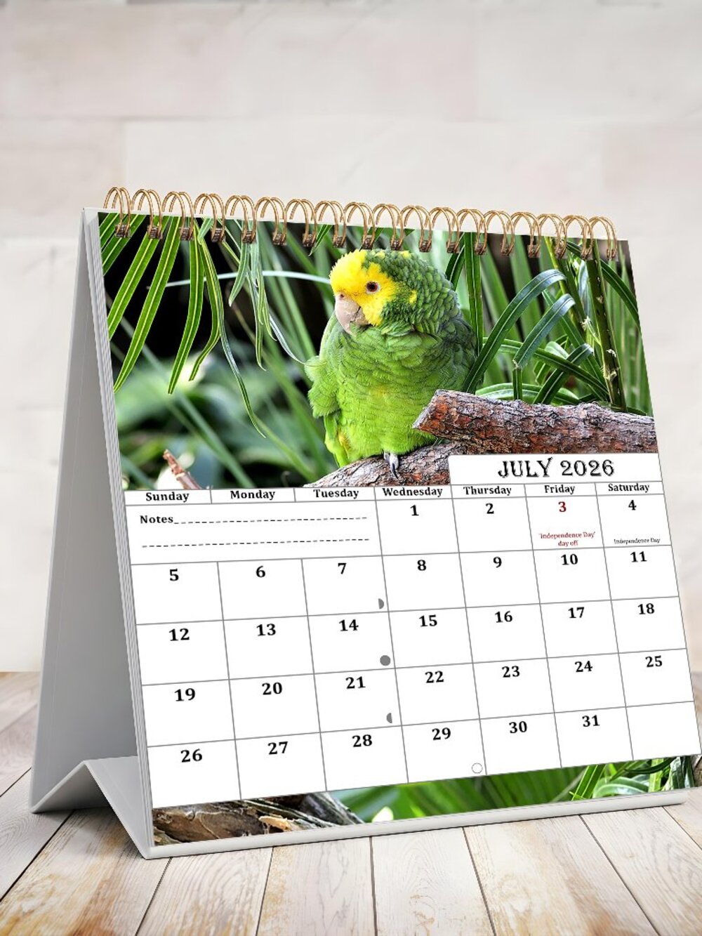 2026-2027 18 Months Standing Flip Desk Calendar Desktop Planner (Birds)